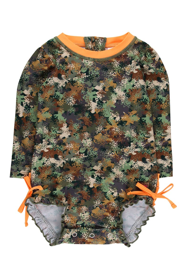 Baby Girls Long Sleeve UPF50+ One Piece Rash Guard, Main, color, Classic Camo