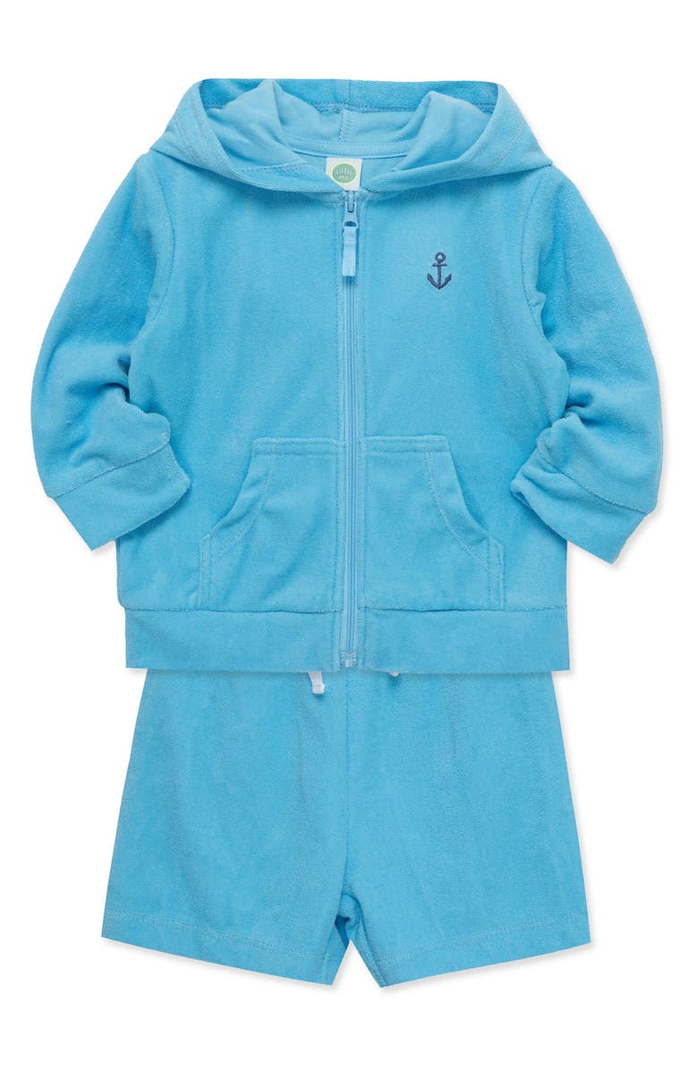 Little Me Terry Cover-Up Hoodie & Shorts Set, Alternate, color,