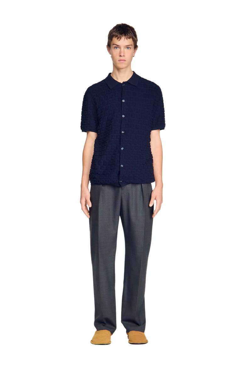 Terry knit shirt, Main, color, Navy blue
