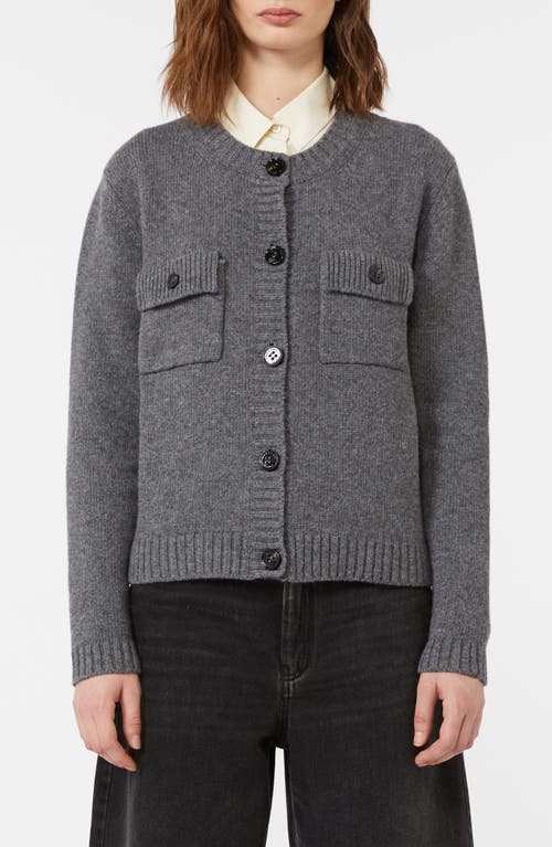 Weekend Max Mara Olbia Virgin Wool Crewneck Cardigan In Gray
