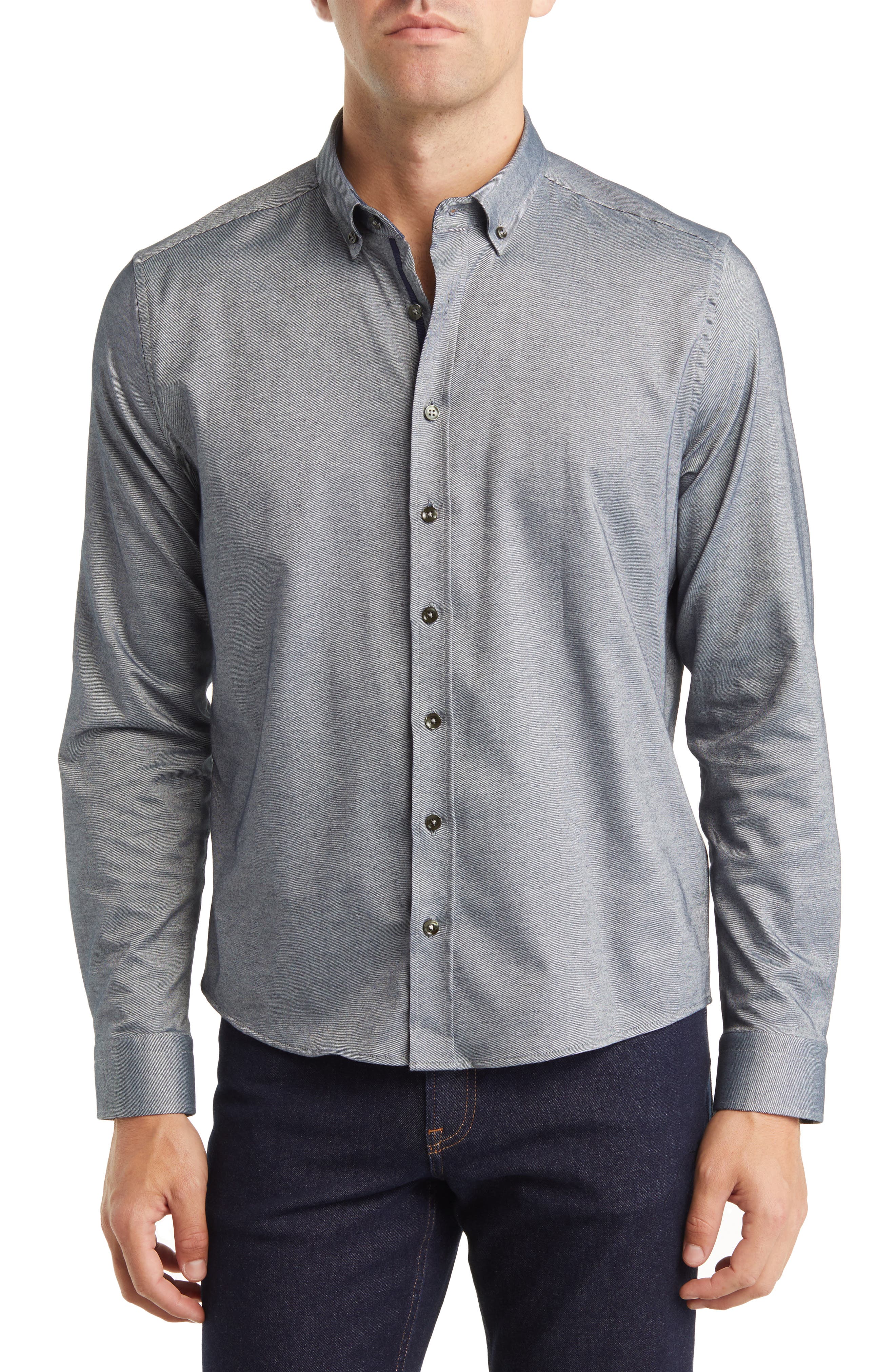 Stone Rose Performance Solid DryTouch® Button-Down Shirt