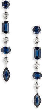 VALANI ATELIER Floating Sapphire & Diamond Linear Earrings