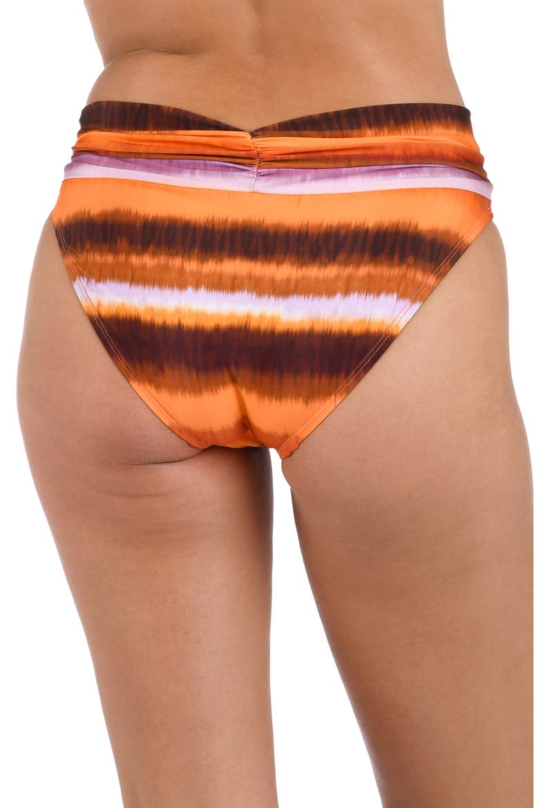 Horizon Shirred Hipster Bikini Bottoms, Alternate, color, SUNSET