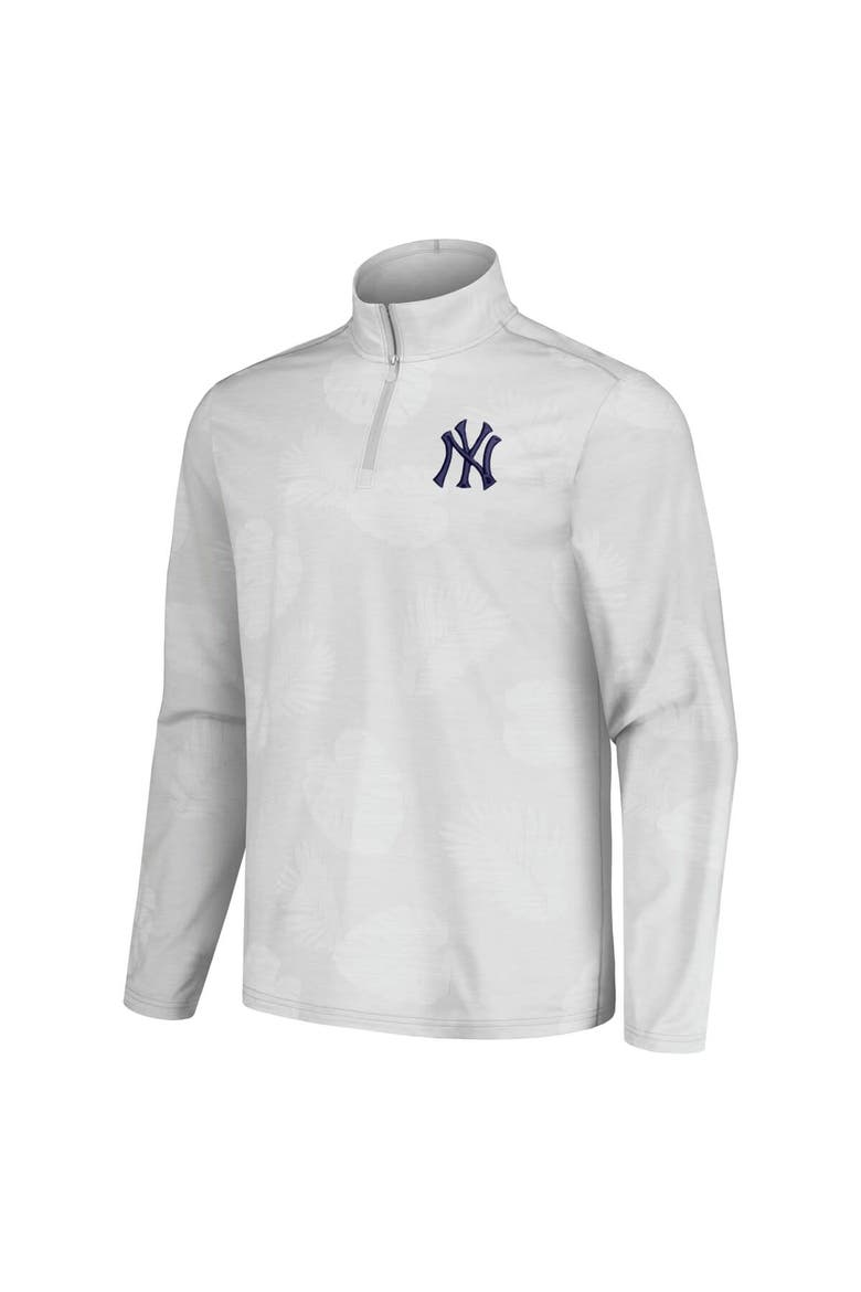 Men's Tommy Bahama Gray New York Yankees Delray Frond IslandZone Half-Zip Jacket, Alternate, color, Gray