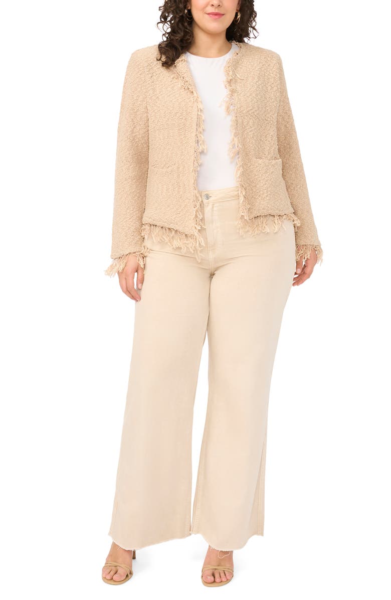 Vince Camuto Fringe Detail Crop Jacket, Alternate, color, Camel