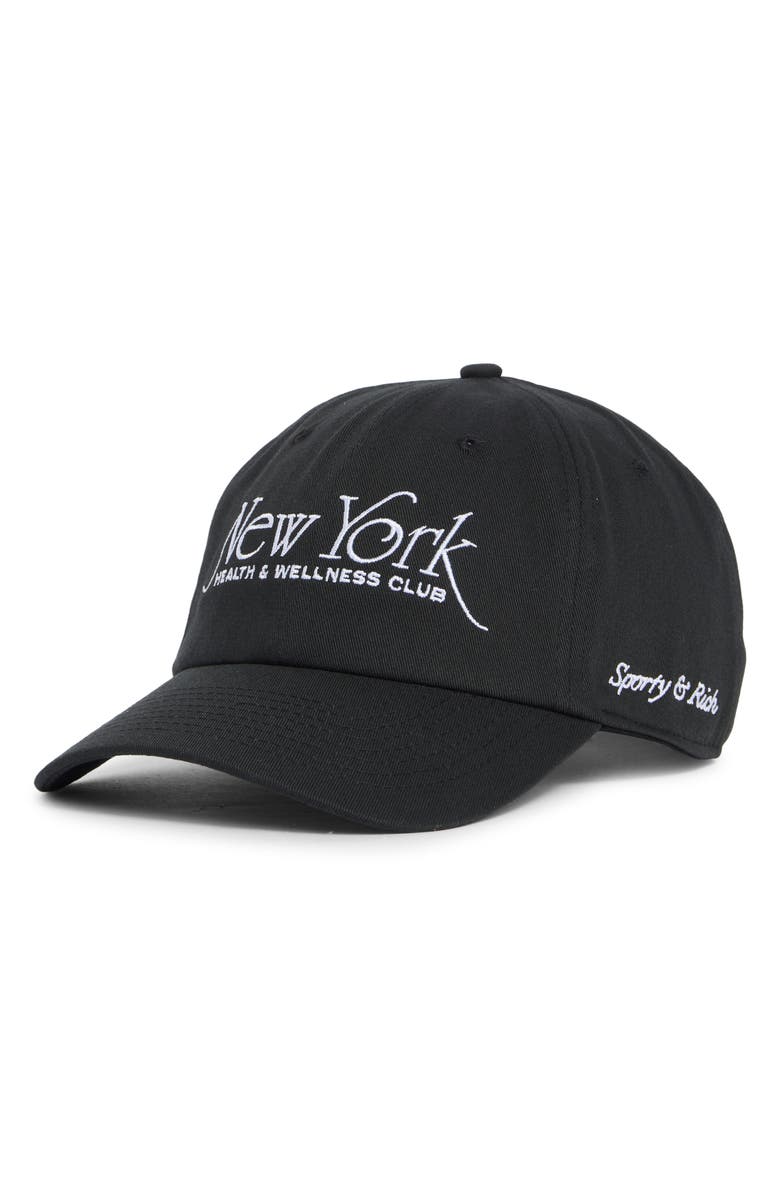 Sporty & Rich NY 94 Cotton Twill Baseball Cap, Main, color, Faded Black