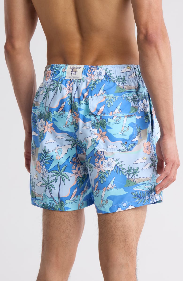 Vintage Summer Island Surfer Swim Shorts, Alternate, color, Blue