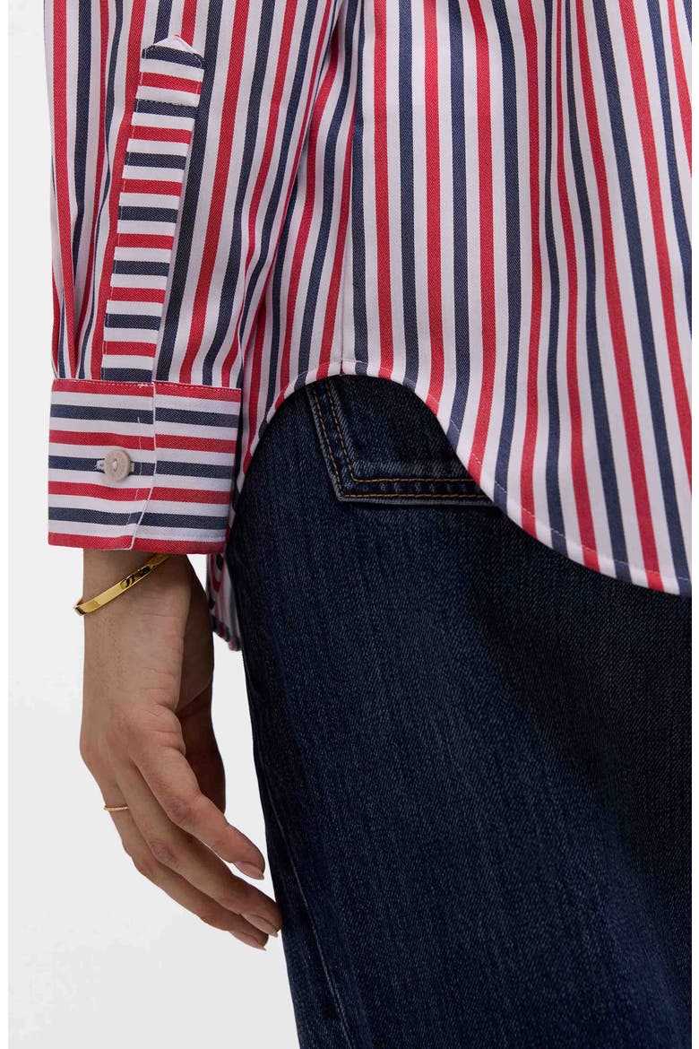 Stripe Boyfriend Button-Up Shirt, Alternate, color, NAVY BLUE/ RED