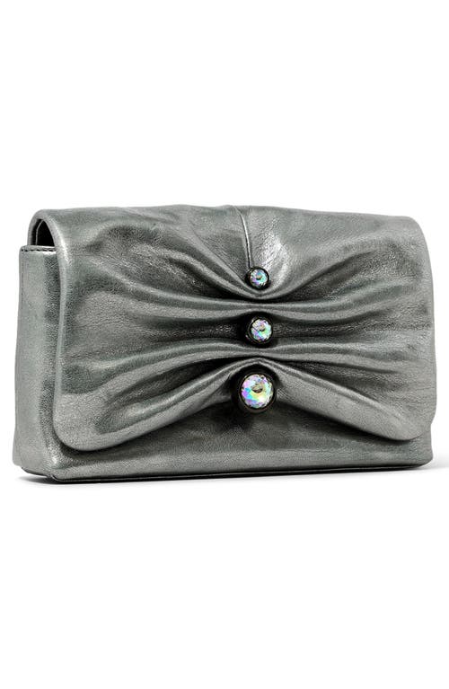 Alexis Bittar Ruched Crystal Metallic Leather Clutch