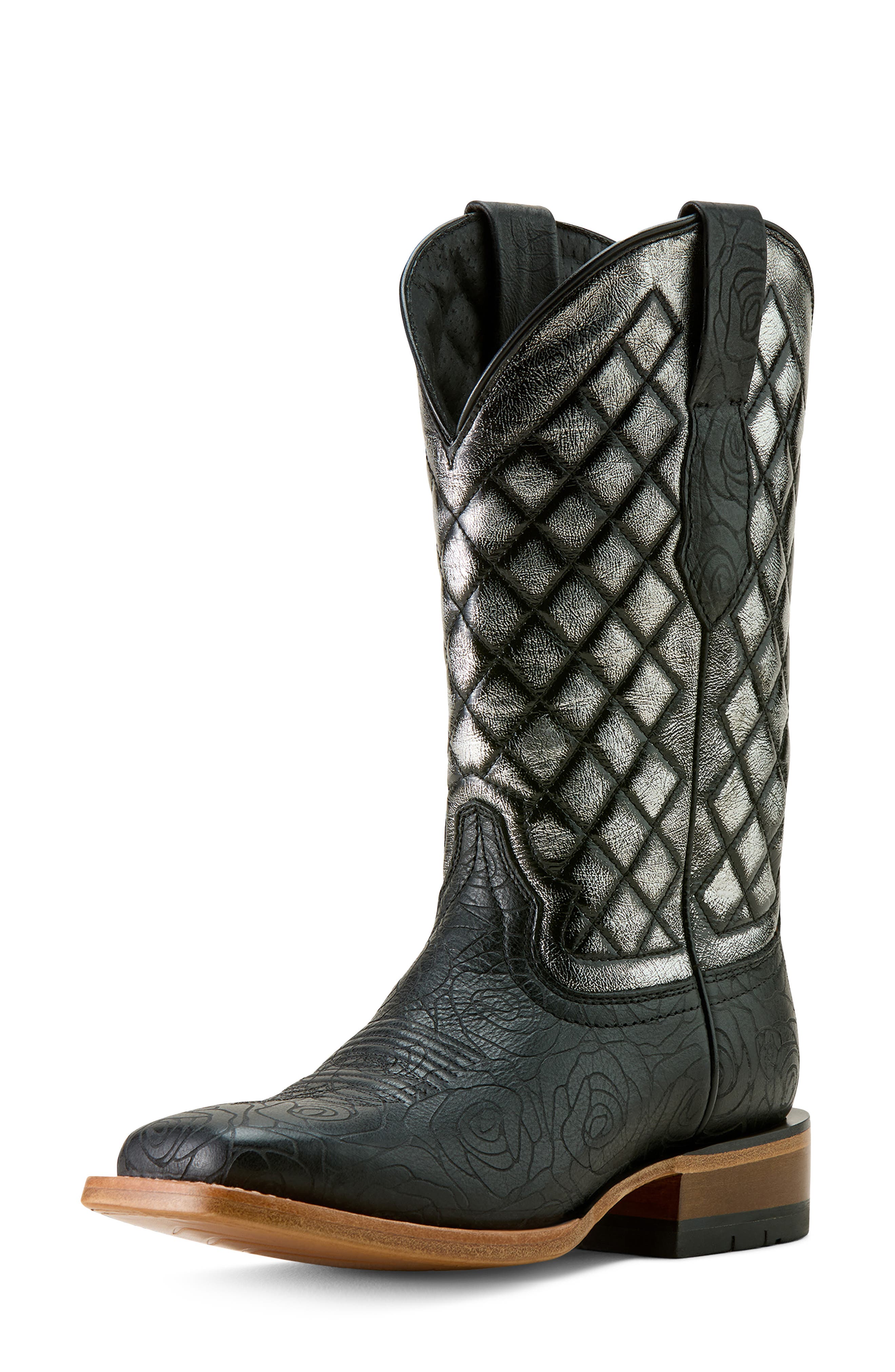 Ariat Frontier Wittman Diamond Quilt Leather Boot, Alternate, color, Black