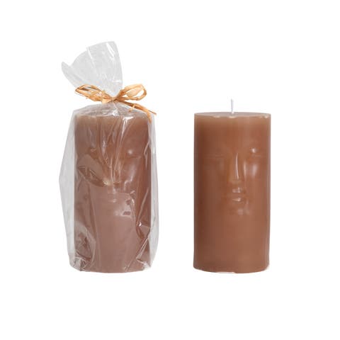 Unscented Face Pillar Candle