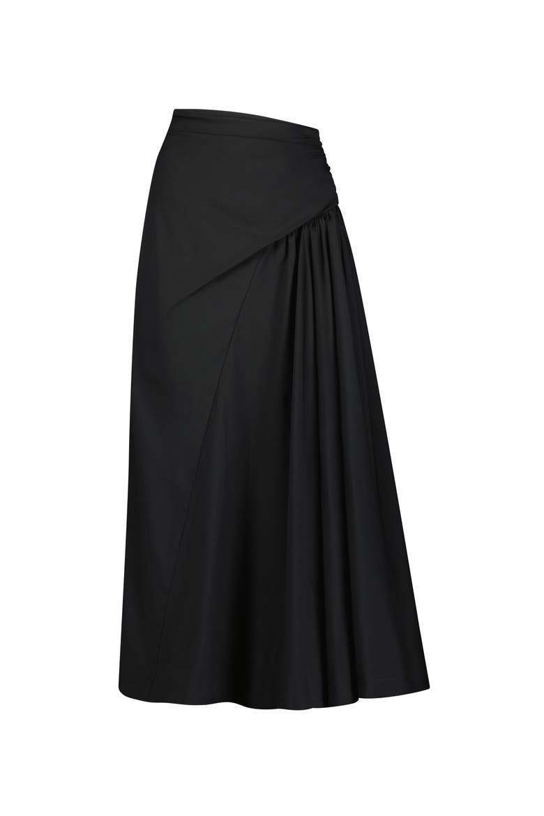 Cotton Poplin Draped Bubble Skirt, Main, color, Black