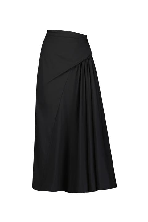 Cotton Poplin Draped Bubble Skirt