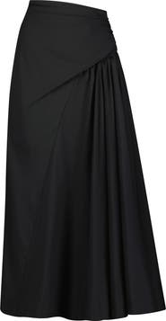 Lela Rose Cotton Poplin Draped Bubble Skirt