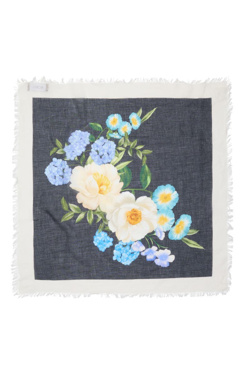 BCBGeneration Floral Cotton Square Scarf, Alternate, color, Black Multi
