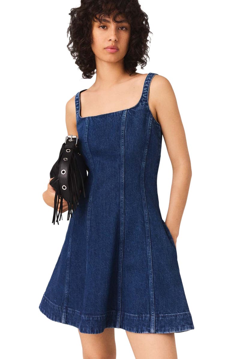 maje Mini denim dress, Alternate, color, Denim Blue