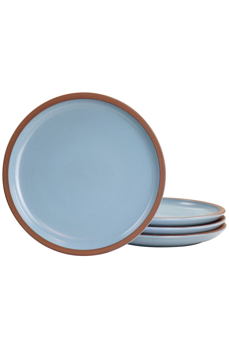 Gibson Elite Dumont 4 Piece Terracotta 10.8in Dinner Plate Set, Main, color, Light Blue