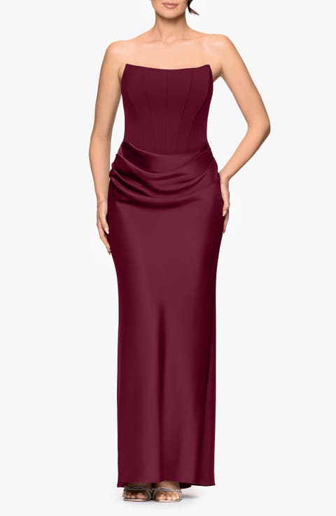 Strapless Mixed Media Gown