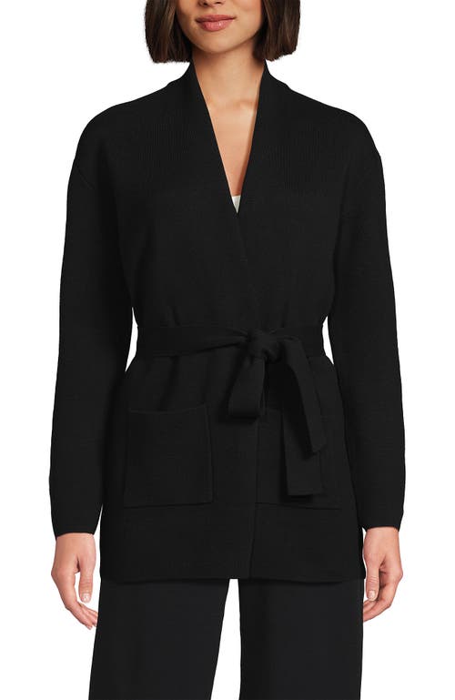 LANDS' END LANDS' END FINE GAUGE MILANO BELTED LONG LINE CARDIGAN SWEATER