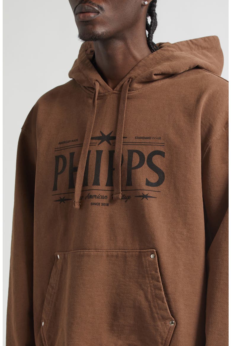 Studded Logo Graphic Hoodie, Alternate, color, BROWN