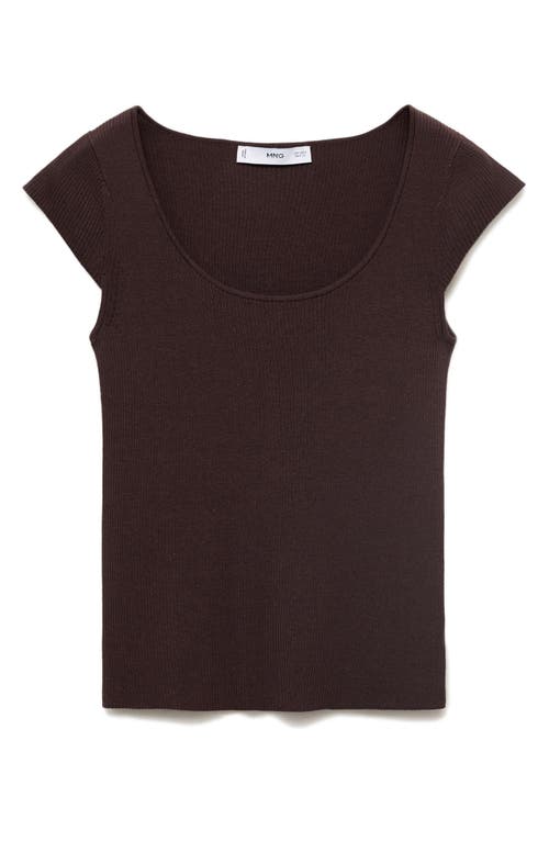 Mango Short-sleeved Ribbed Sweater Chocolate In Brown
