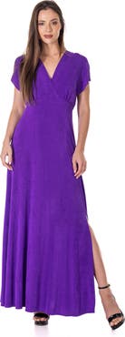 24seven Comfort Apparel Elevate by 24seven Womens Cap Sleeve Slinky Knit Maxi Dress