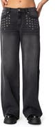 EDIKTED Grommet Low Rise Baggy Wide Leg Jeans