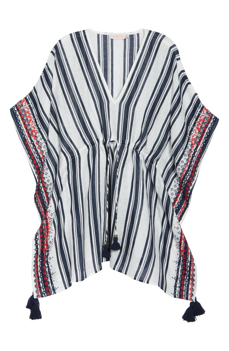 Tory Burch Ravena Stripe Beach Caftan, Alternate, color, 