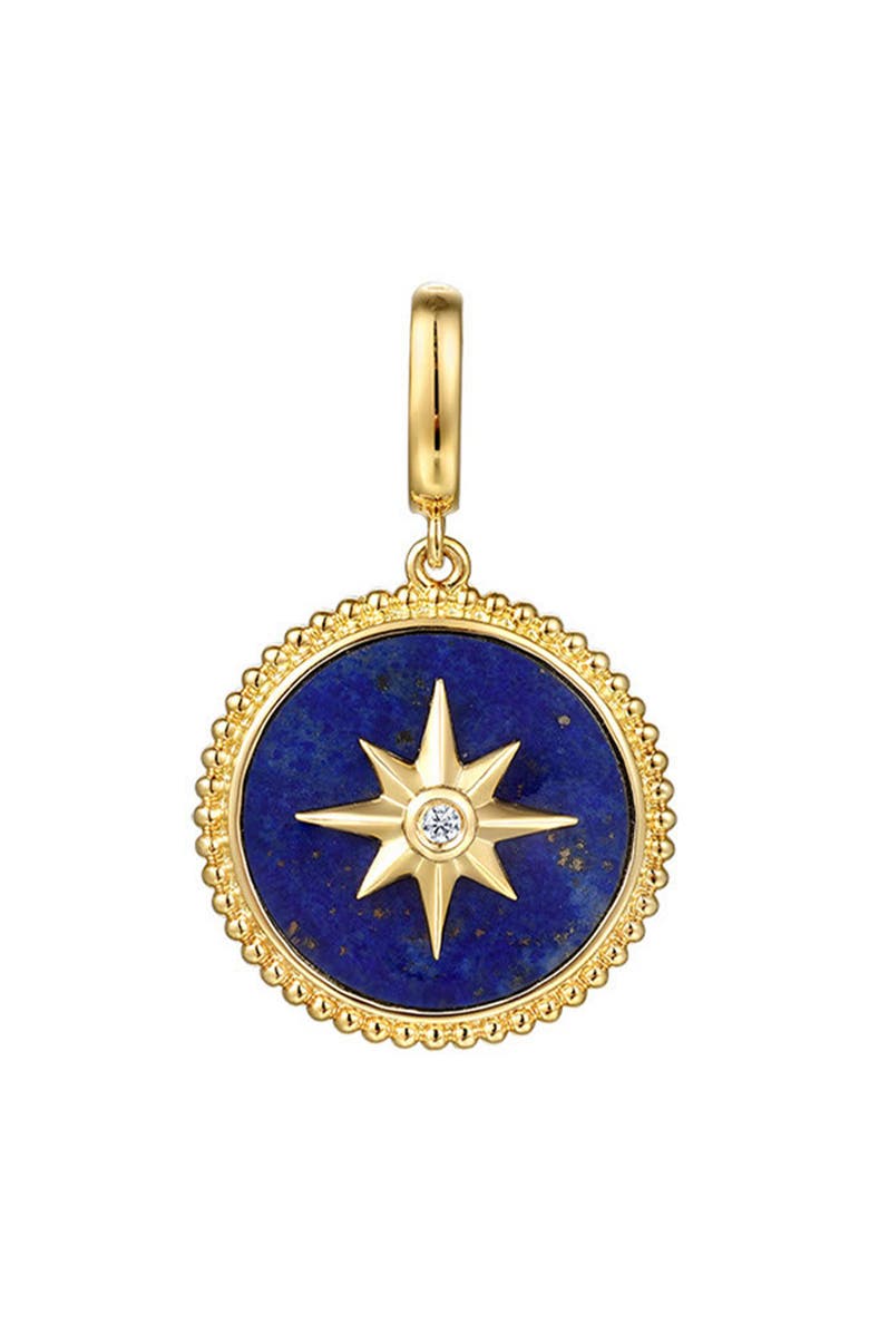 Gabriel & Co. Diamond & Lapis Bujukan Medallion Pendant, Main, color, Gold