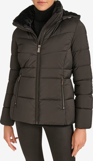 Calvin Klein Faux Fur Lined Stretch Quilted Jacket Nordstromrack