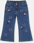 Deux par Deux Heart Appliqué Embroidered Jeans