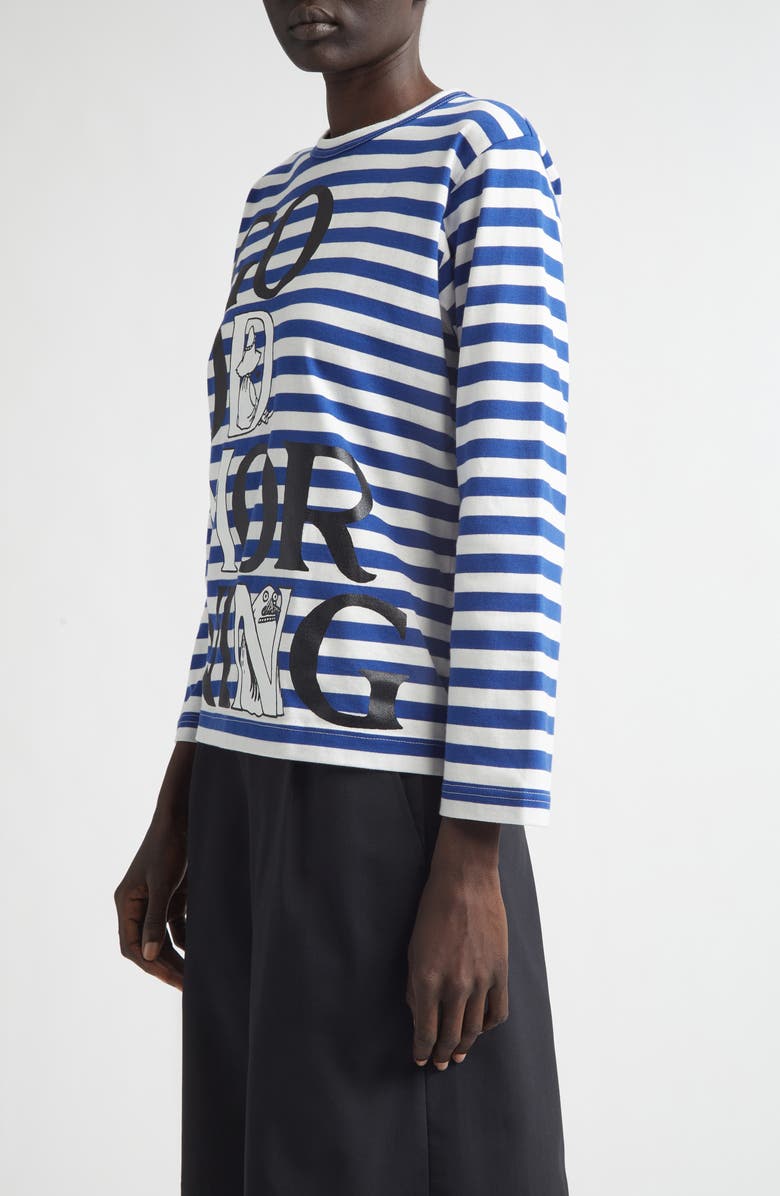 Tao Comme des Garçons Moomin Stripe Cotton Graphic T-Shirt, Alternate, color, Blue/ White X Black