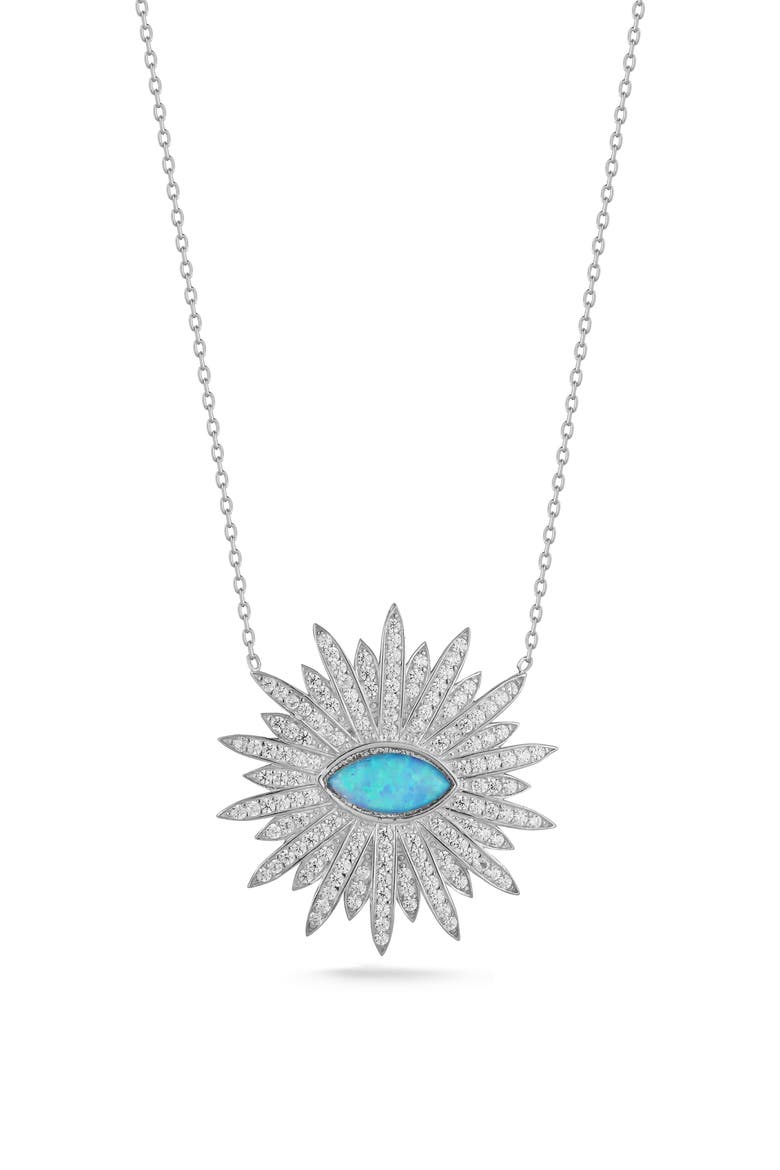 Pavé Evil Eye Pendant Necklace, Main, color, SILVER