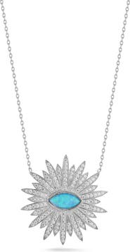 SPHERA MILANO Cubic Zirconia & Synthetic Opal Disc Pendant Necklace