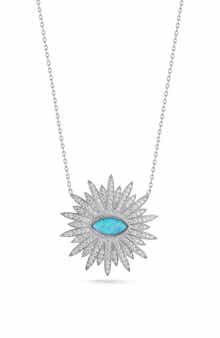 SPHERA MILANO Cubic Zirconia & Synthetic Opal Disc Pendant Necklace