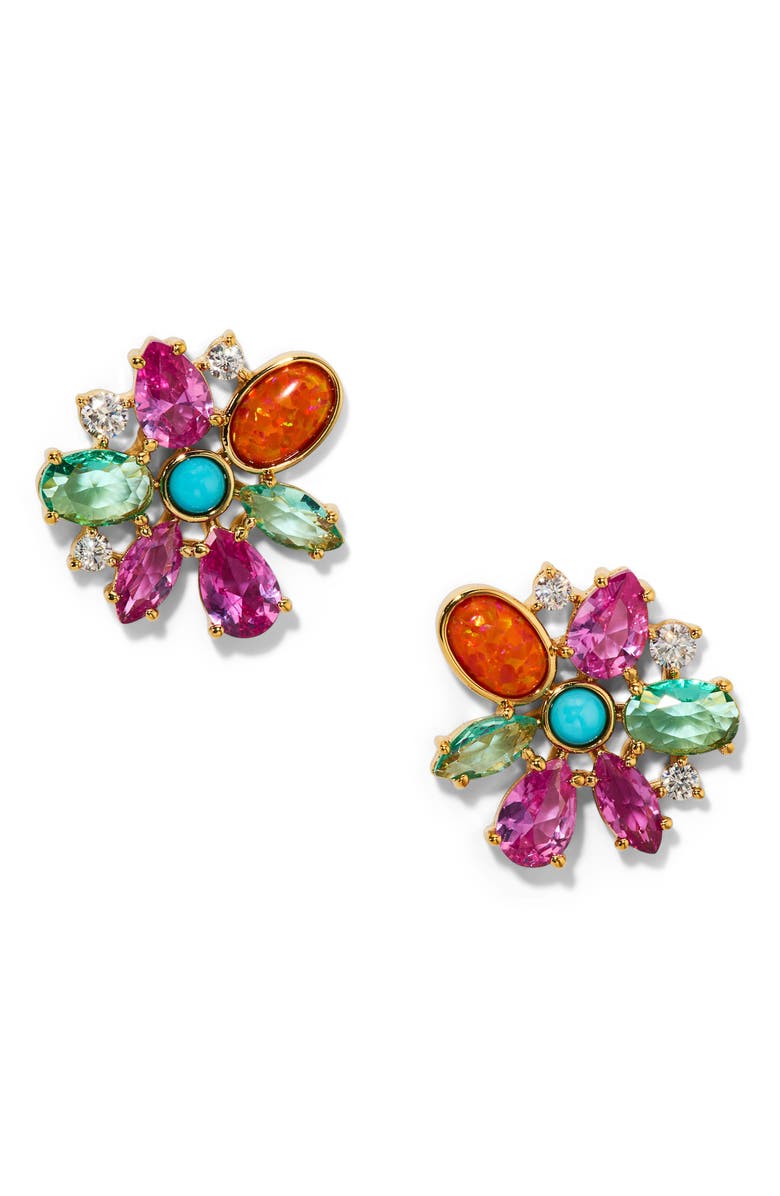 Nadri Frieda Floral Stud Earrings, Main, color, Gold