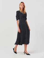 Ghost London Mia Spot Midi Tea Dress