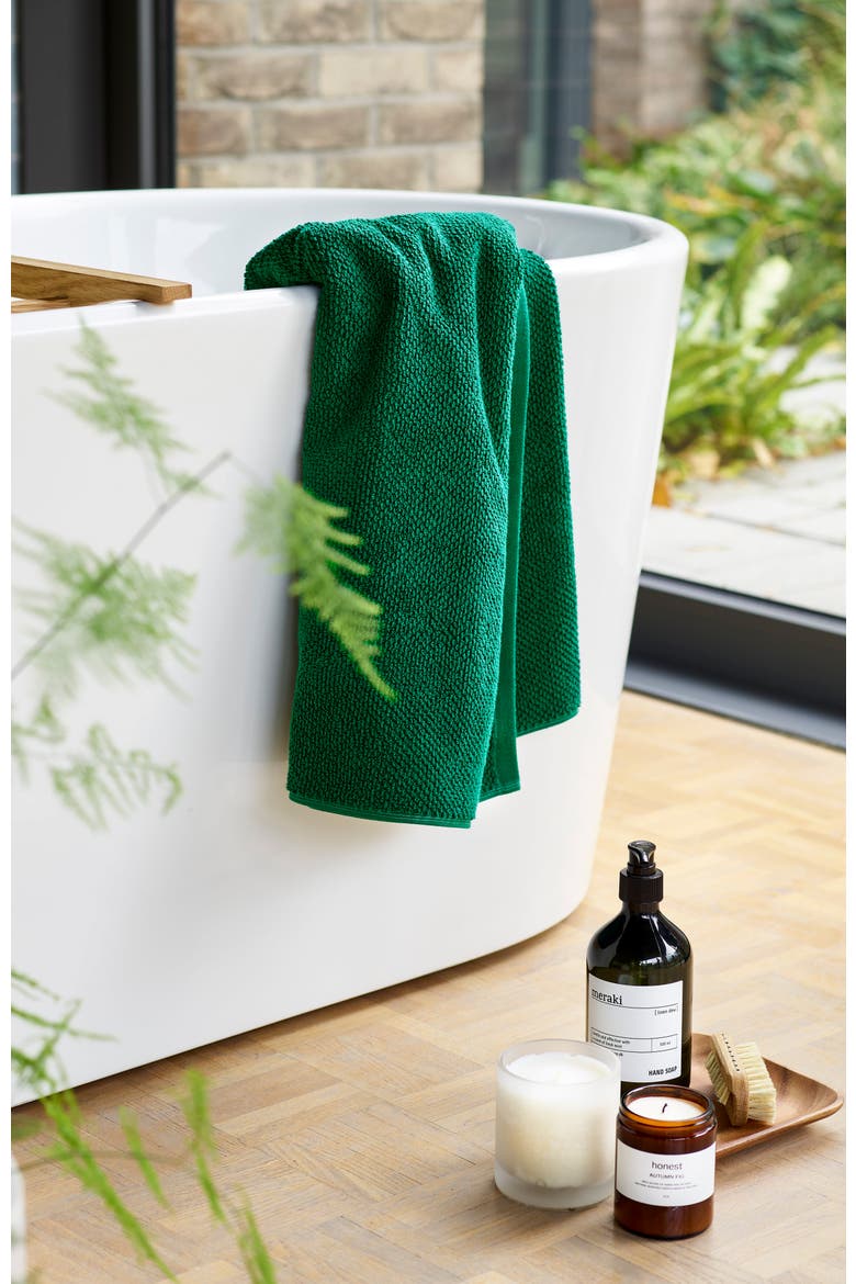 Brixton Textured Popcorn Weave Bath Sheets, Alternate, color, Emerald