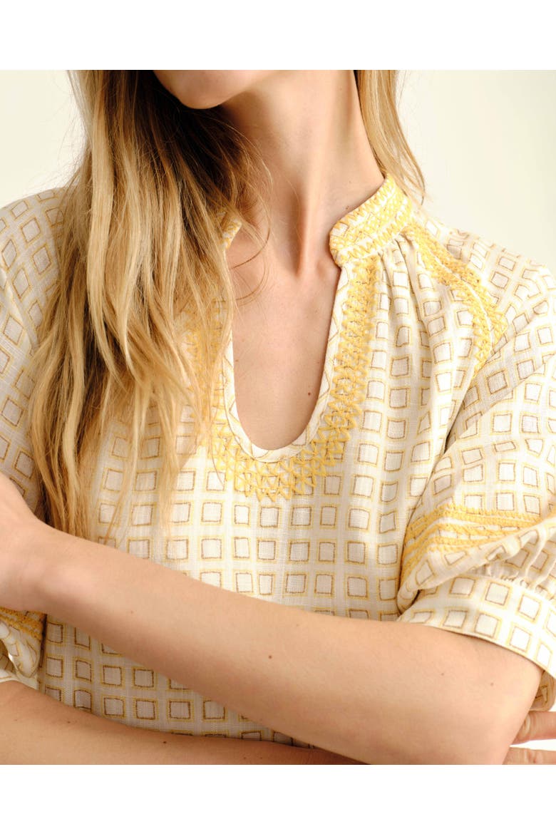 Eleanor Linen Top, Alternate, color, Seaglass Print-Ivory