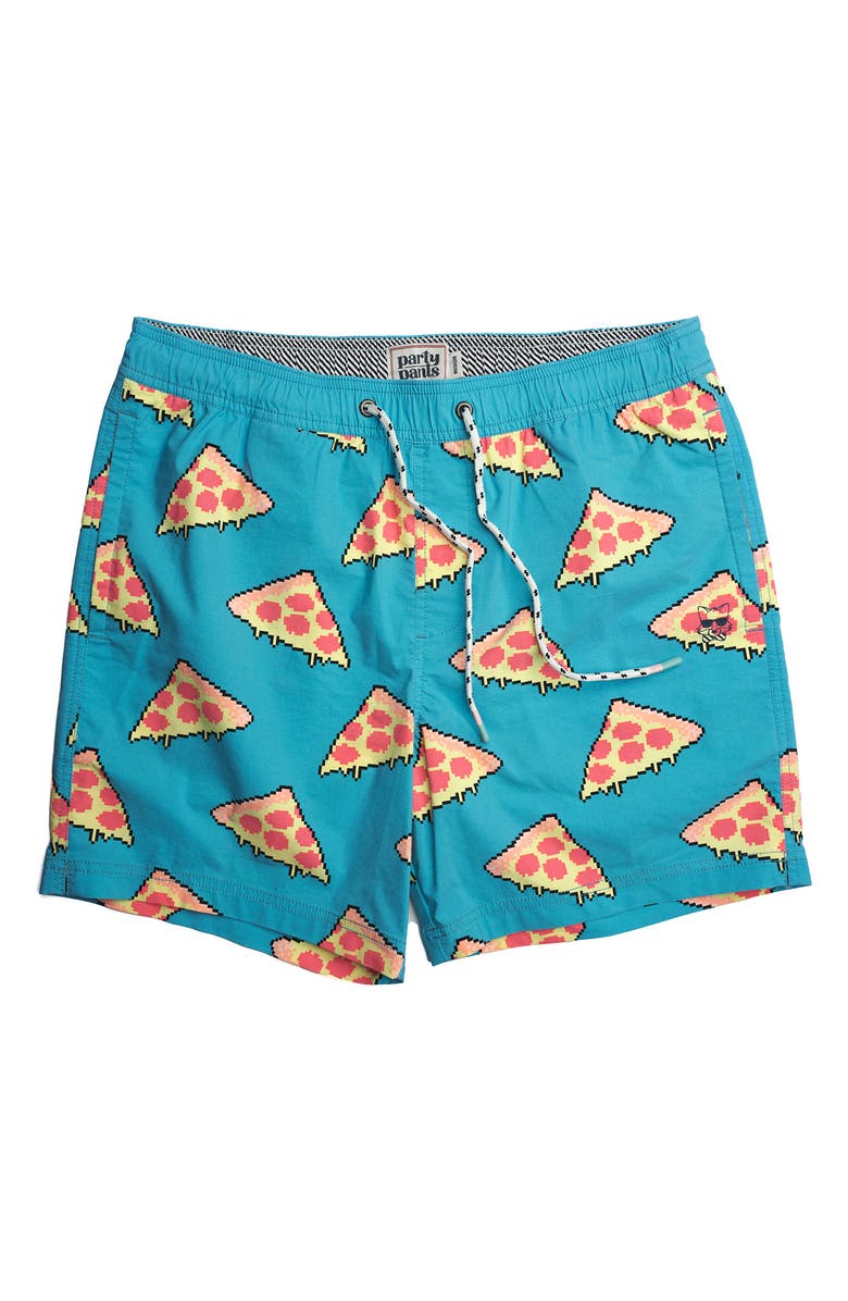 Party Pants Pixel Pizza Swim Trunks, Main, color,