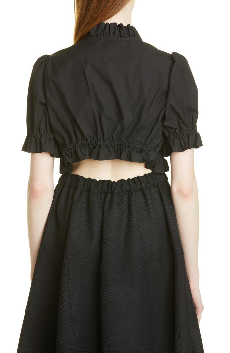 Noir Kei Ninomiya Ruffle Trim Crop Cotton Broadcloth Top, Alternate, color, 