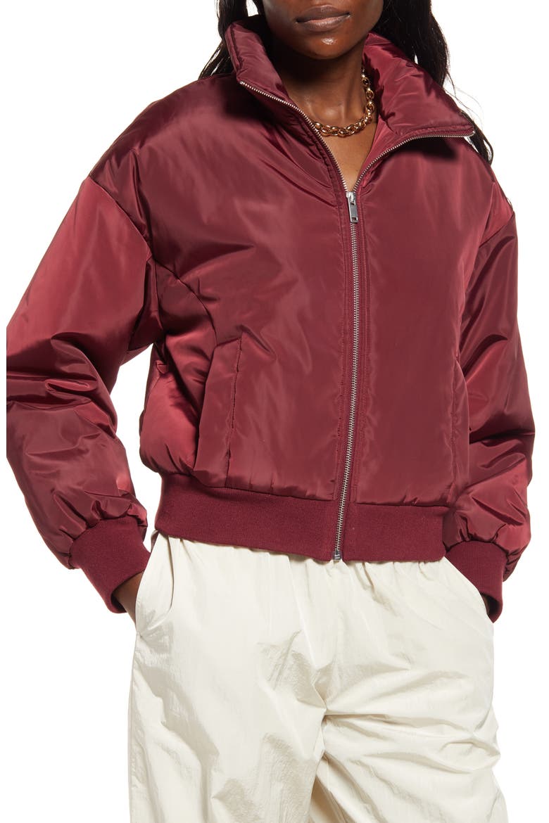 Crop Bomber Jacket, Alternate, color, BURGUNDY TANNIN
