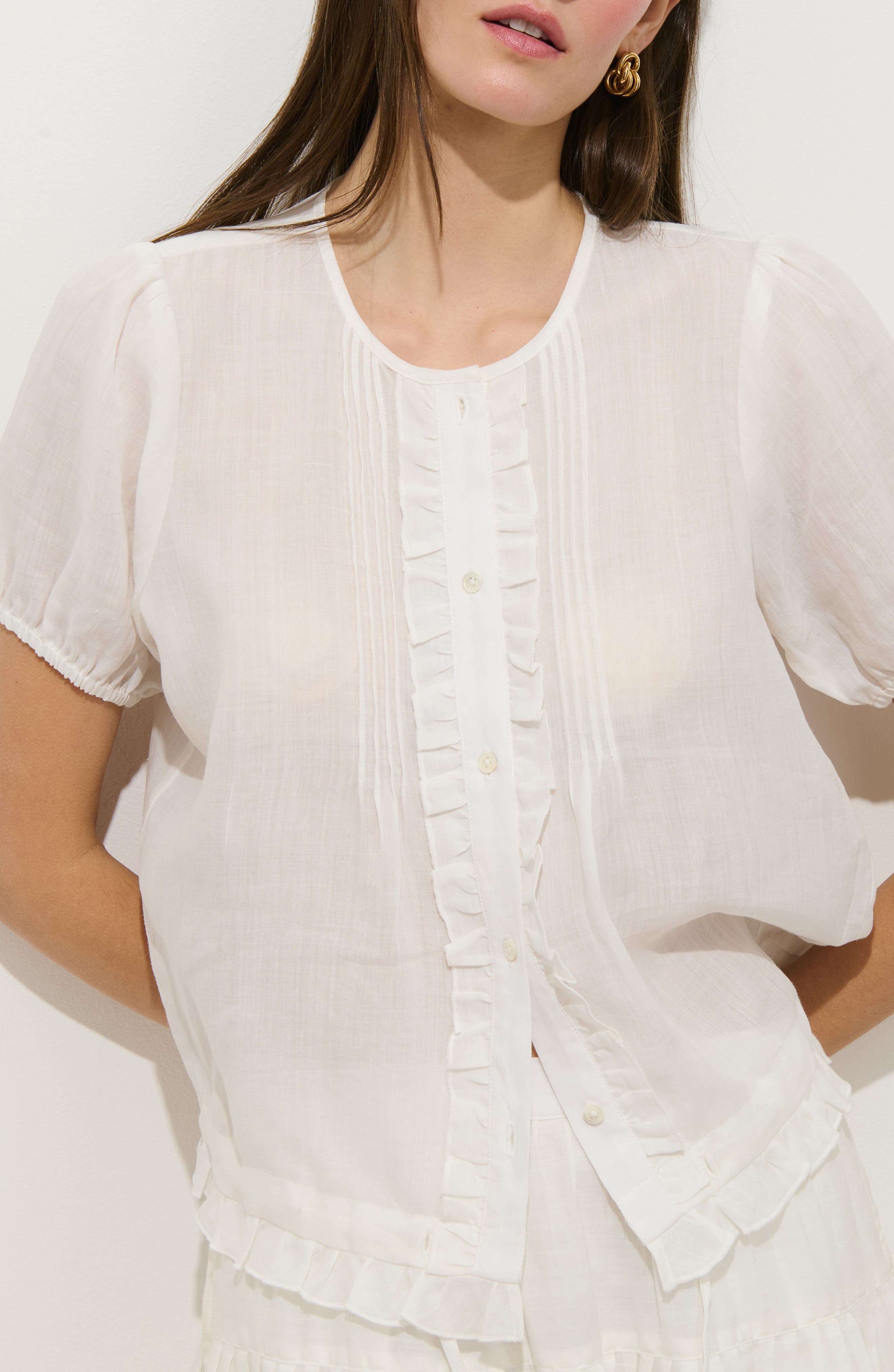 Brittany Ruffle Pintuck Top