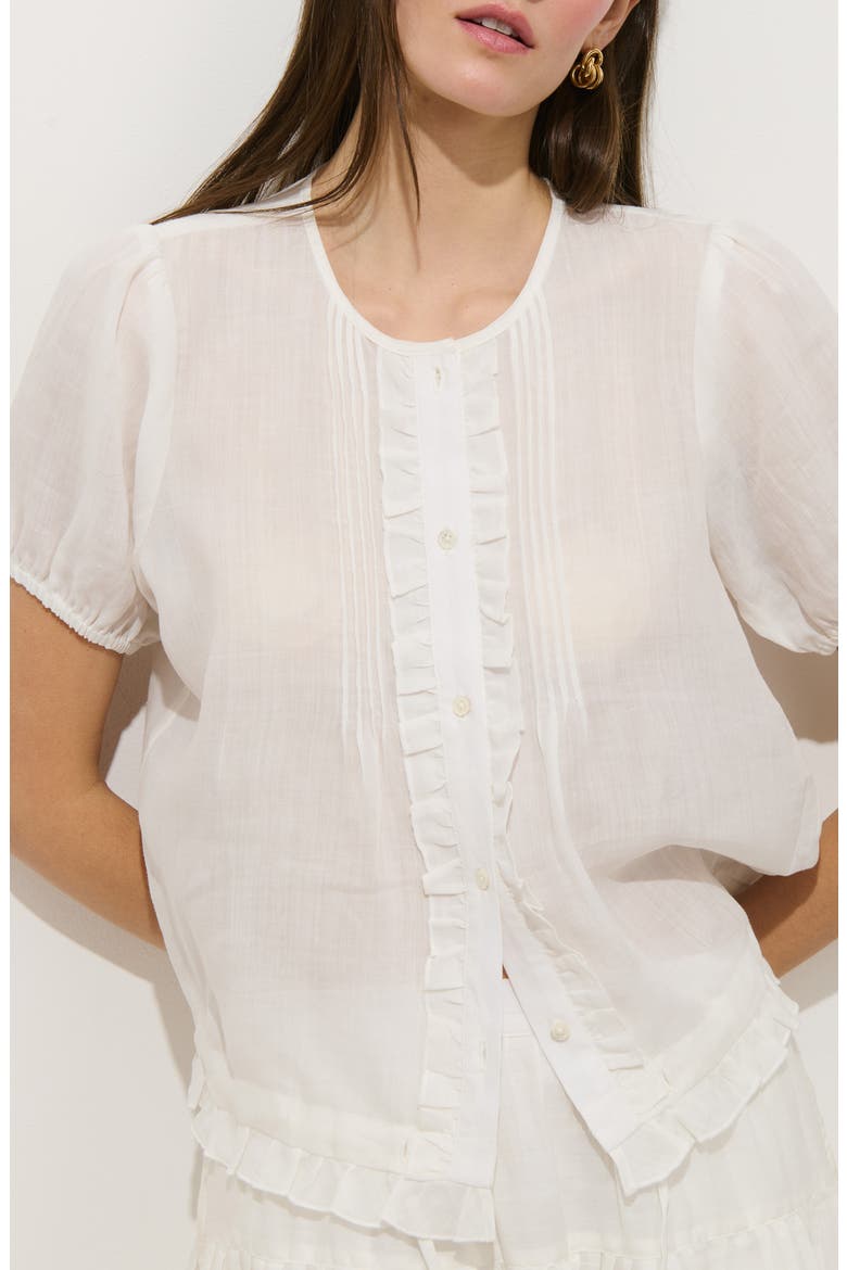 Brittany Ruffle Pintuck Top, Main, color, OFF WHITE