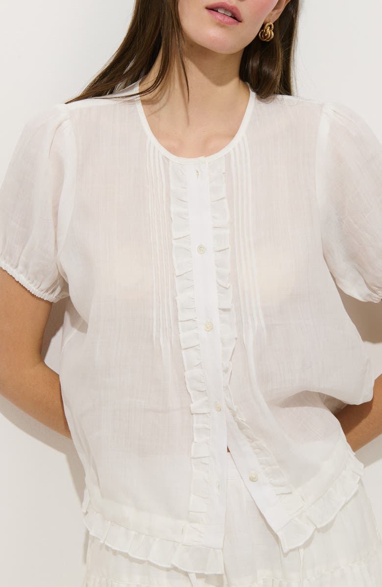 Alex Mill Brittany Ruffle Pintuck Top, Main, color, Off White