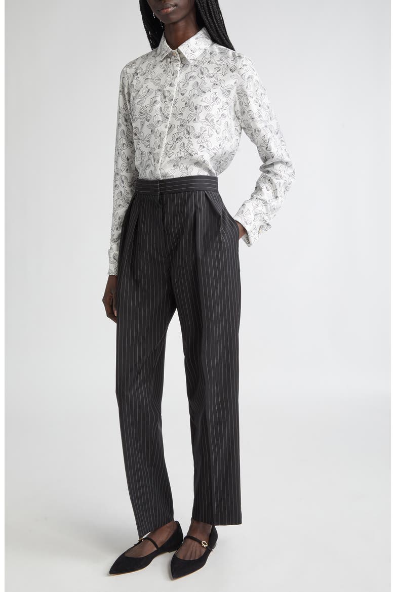 Sesamo Pinstripe Wool Straight Leg Pants, Alternate, color, BLACK/ WHITE