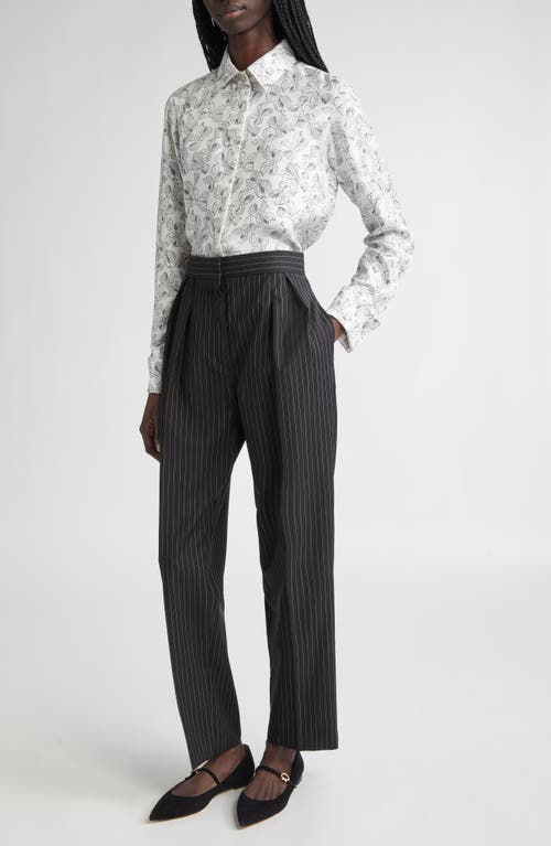 Max Mara Sesamo Pinstripe Wool Straight Leg Pants