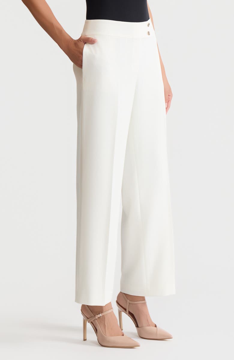 KASPER Flat Front Wide Leg Pants, Alternate, color, Vanilla Ice