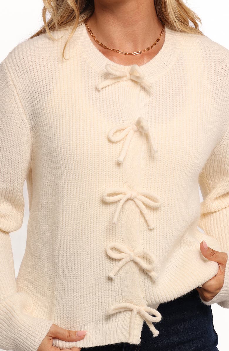 Petal & Pup Wilde Bow Front Cardigan, Alternate, color, Off White