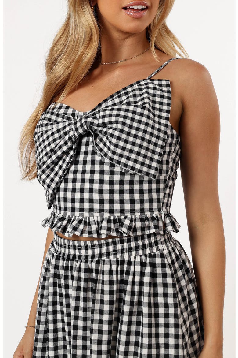 Bambi Bow Crop Camisole, Alternate, color, BLACK GINGHAM
